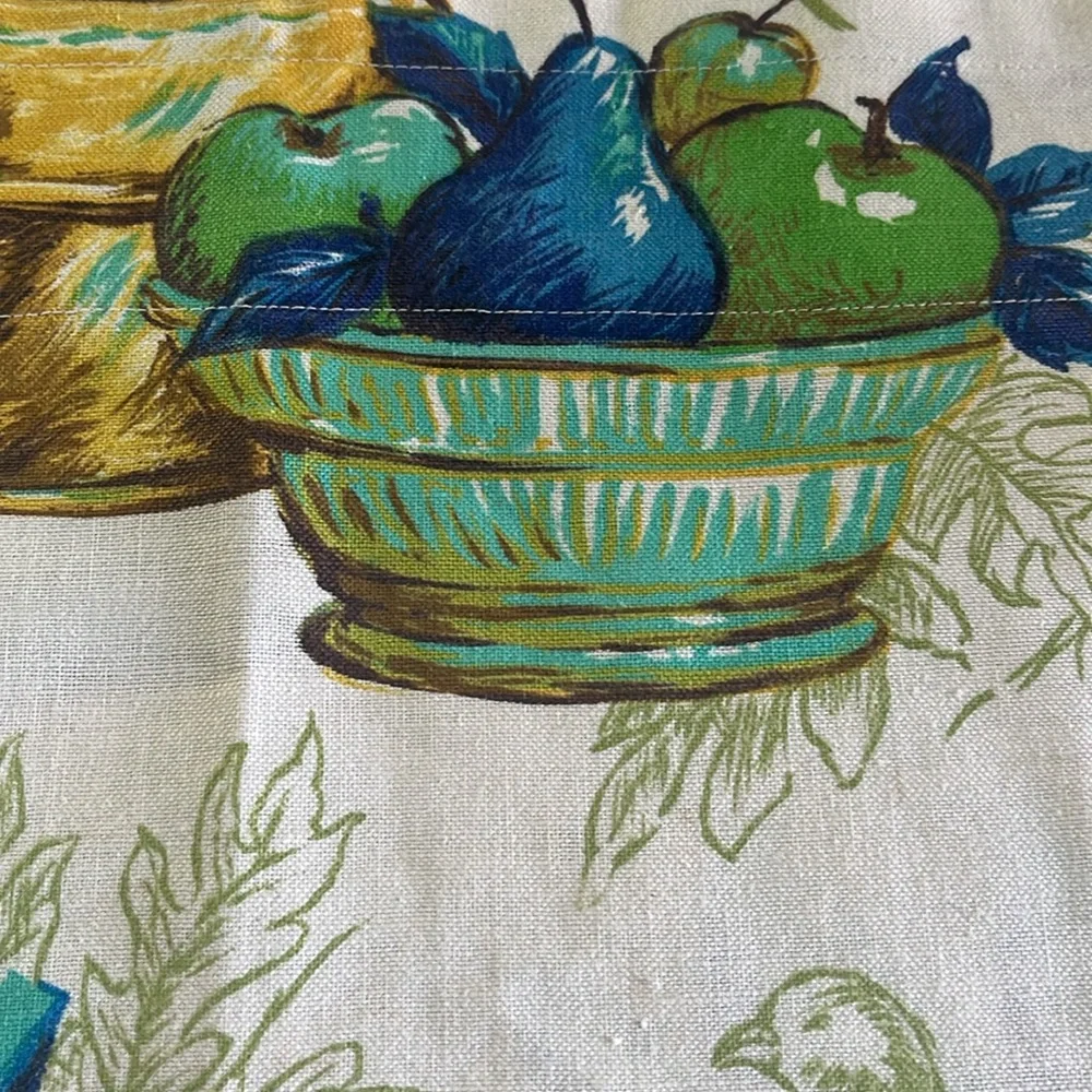 Vintage Window Valance Fruit and Bird and Leaf Motif/ 43x11 in/ Handmade